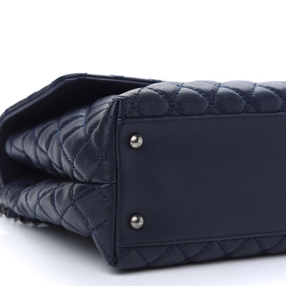 Chanel Caviar Quilted Medium Coco Handle Flap Navy 8 of 9