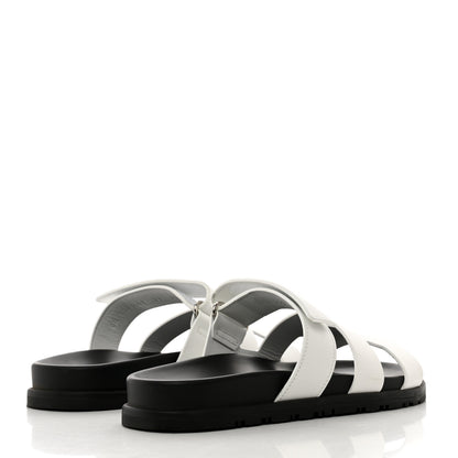Hermes Calfskin Womens Chypre Sandals 37 White 4 of 9