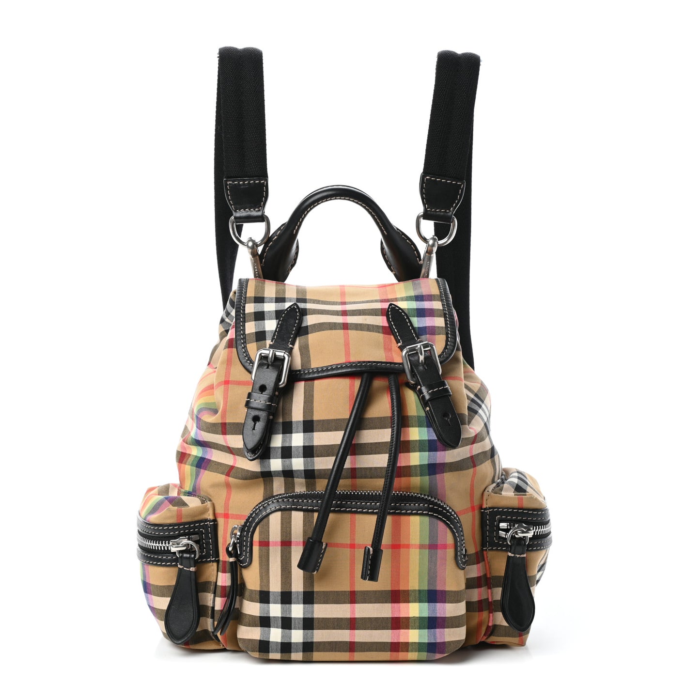 Vintage Rainbow Check Small Rucksack Backpack Antique Yellow