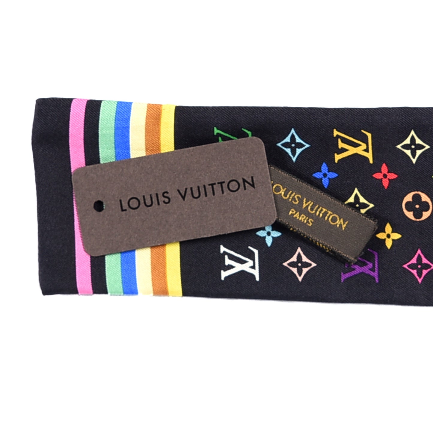 Silk Monogram Multicolor Bandeau Black