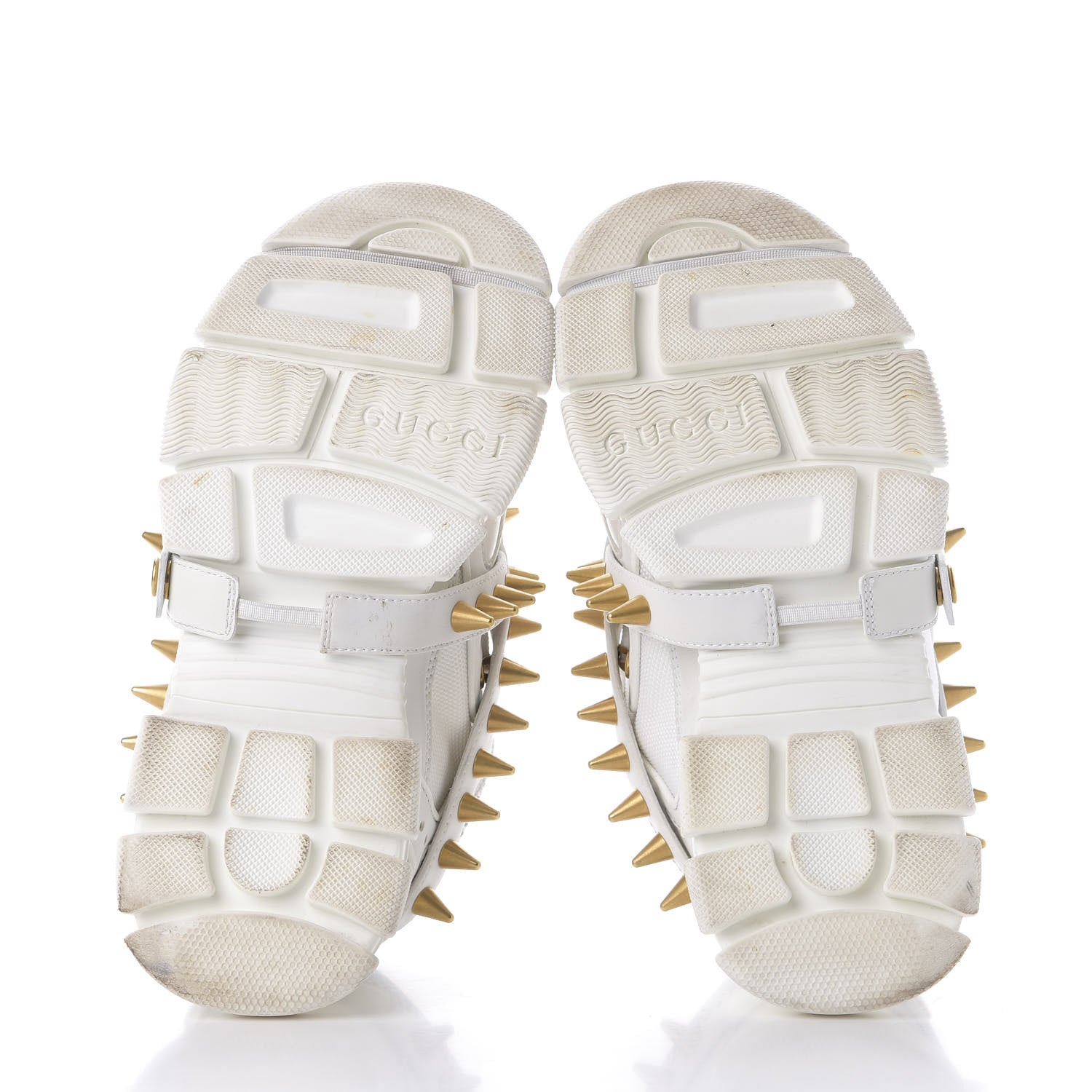 Gucci X SEGA Technical Canvas Calfskin Removable Studs Womens Flashtrek Sneakers 37 Great White 7 of 10