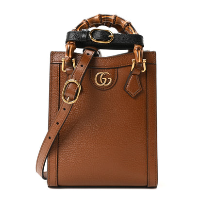 Gucci Textured Dollar Calfskin Mini Diana Tote Bag Cuir Black 1 of 10