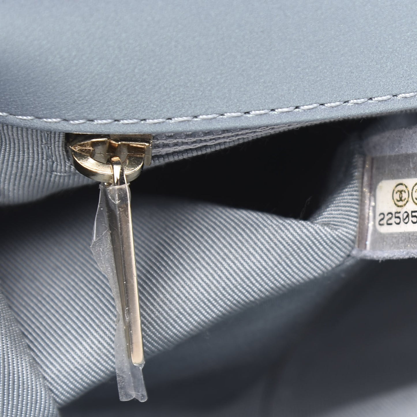 Iridescent Glazed Calfskin Quilted New Medium Boy Flap Light Blue