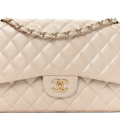 Chanel Iridescent Caviar Quilted Jumbo Double Flap Beige 8 of 11