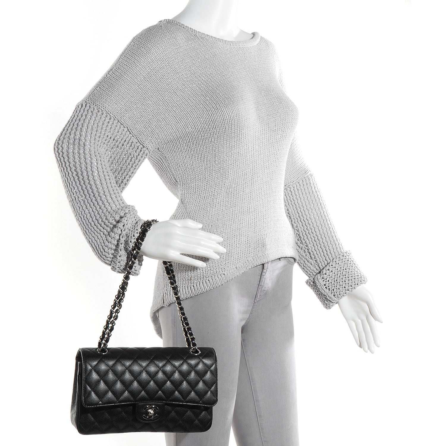 Chanel Caviar Quilted Medium Double Flap Black 2 of 8