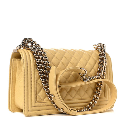 Chanel Caviar Quilted Medium Boy Flap Yellow 3 of 10