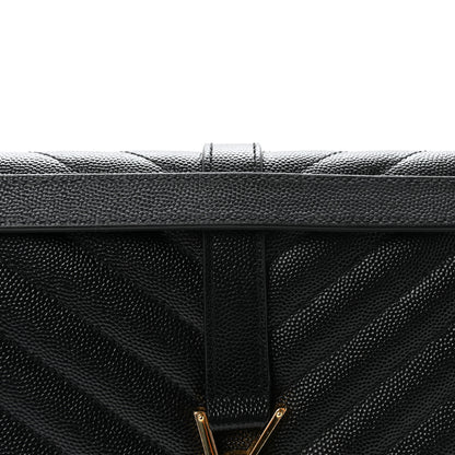 Saint Laurent Grain De Poudre Textured Mixed Matelasse Large Triquilt Monogram Satchel Black 7 of 9