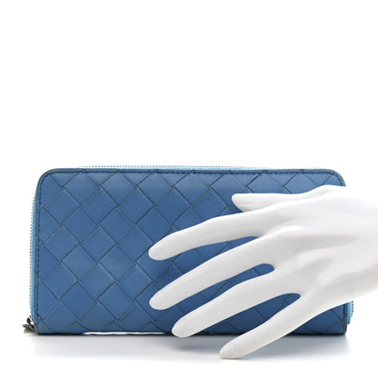 Bottega Veneta Nappa Intrecciato Zip Around Wallet Sky Blue 2 of 14