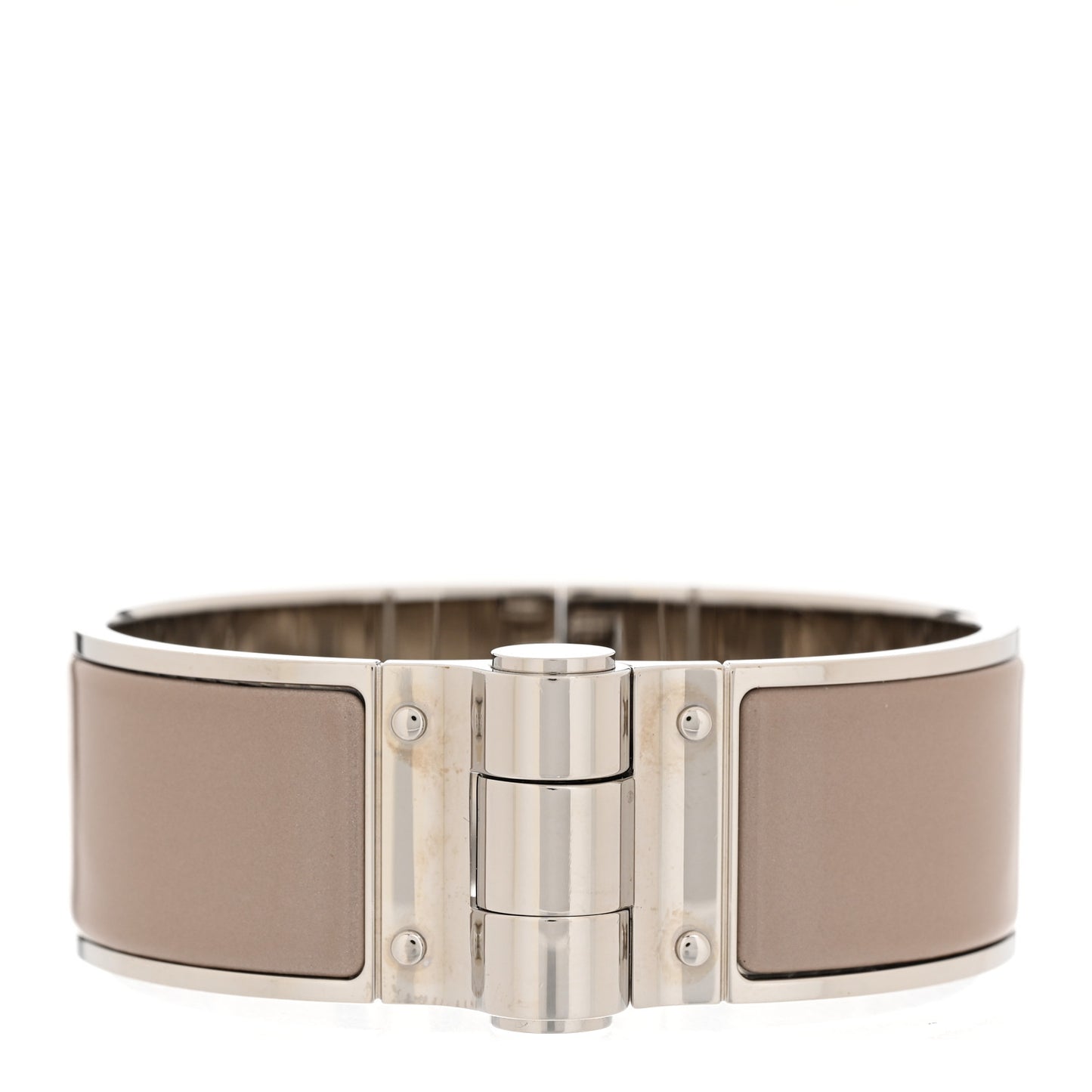 Enamel Charniere Uni Wide Hinged Bracelet M Marron Glace