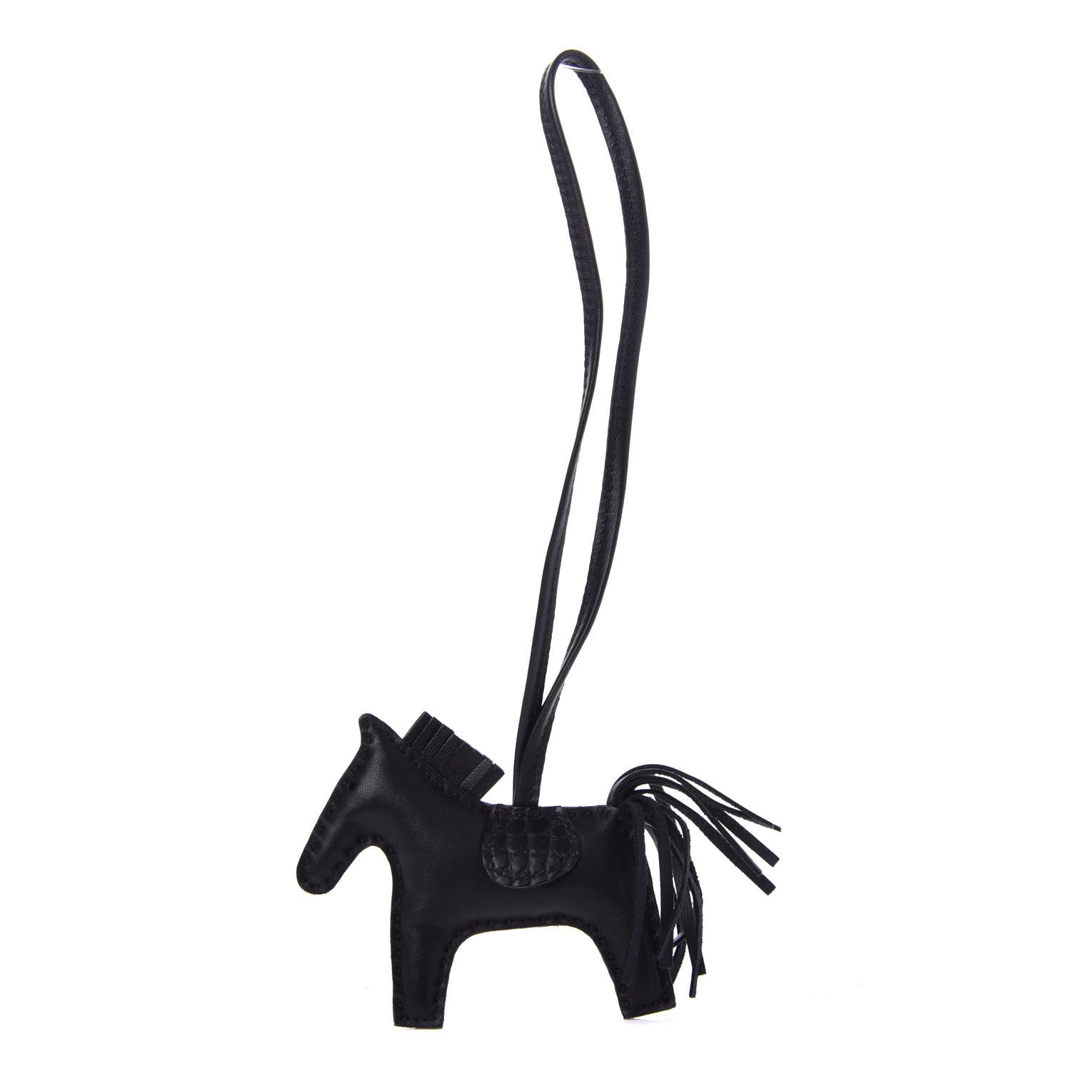 Hermes Milo Lambskin Matte Alligator Touch Grigri Rodeo Horse Bag Charm PM So Black 1 of 4
