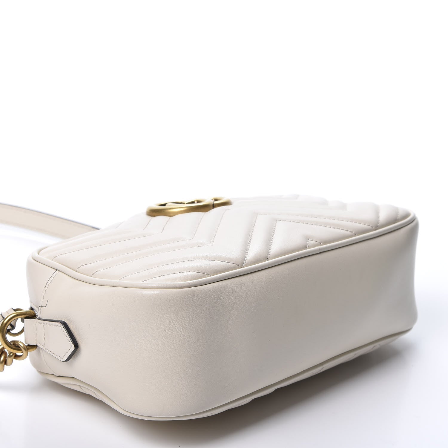 Gucci Calfskin Matelasse Small GG Marmont Chain Shoulder Bag White 3 of 10