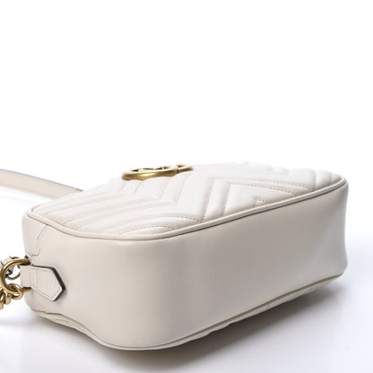 Gucci Calfskin Matelasse Small GG Marmont Chain Shoulder Bag White 3 of 10