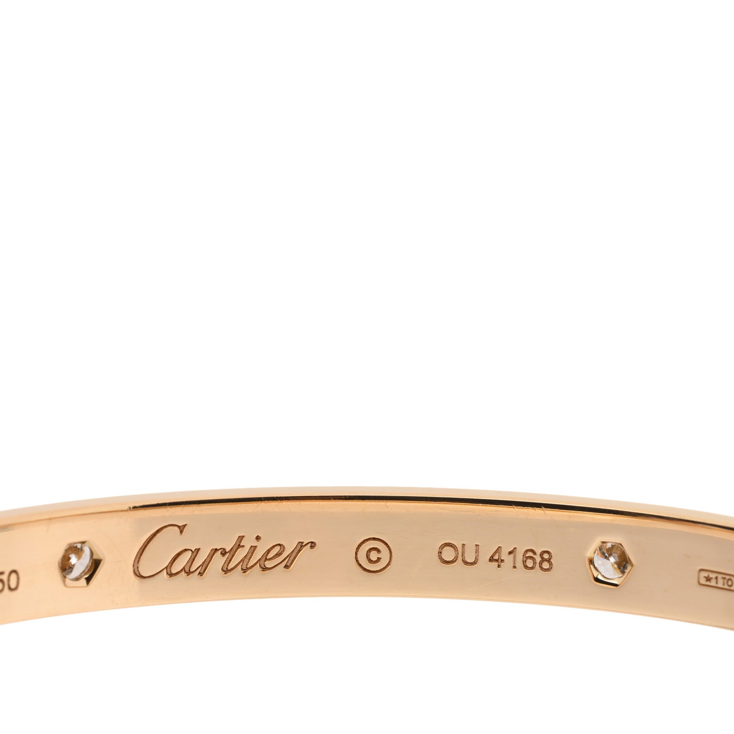 18K Yellow Gold 4 Diamond LOVE Bracelet 17