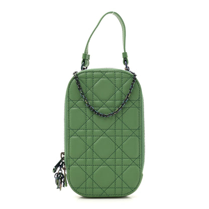 Christian Dior Lambskin Cannage Lady Dior Phone Holder Green 1 of 9