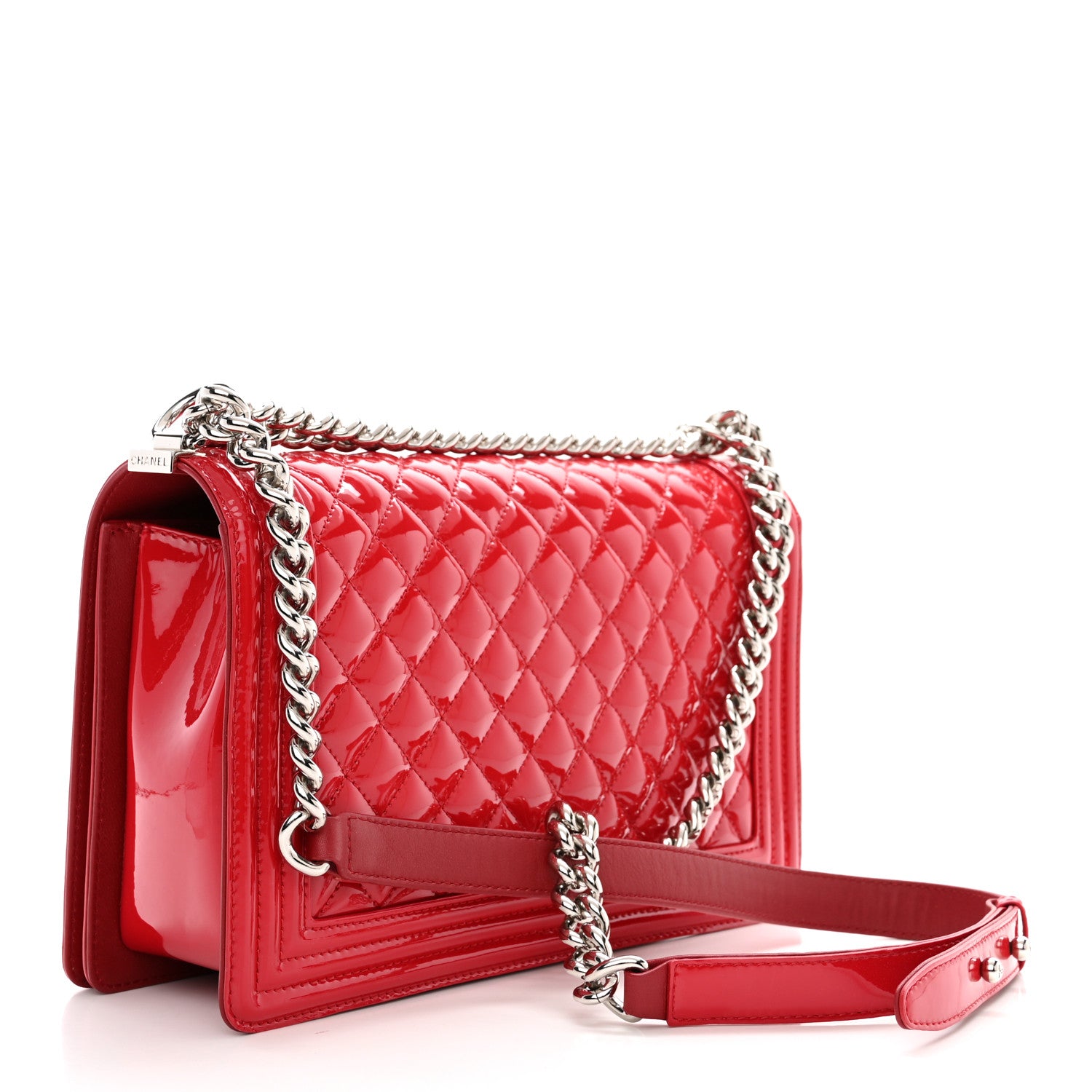 Chanel Patent Calfskin New Medium Plexiglass Boy Flap Red 3 of 11