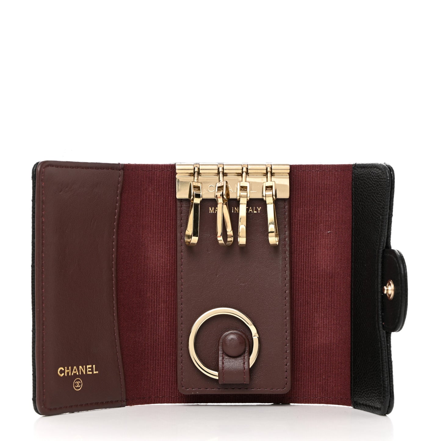 Caviar Quilted Classic 4 Key Holder Wallet Black