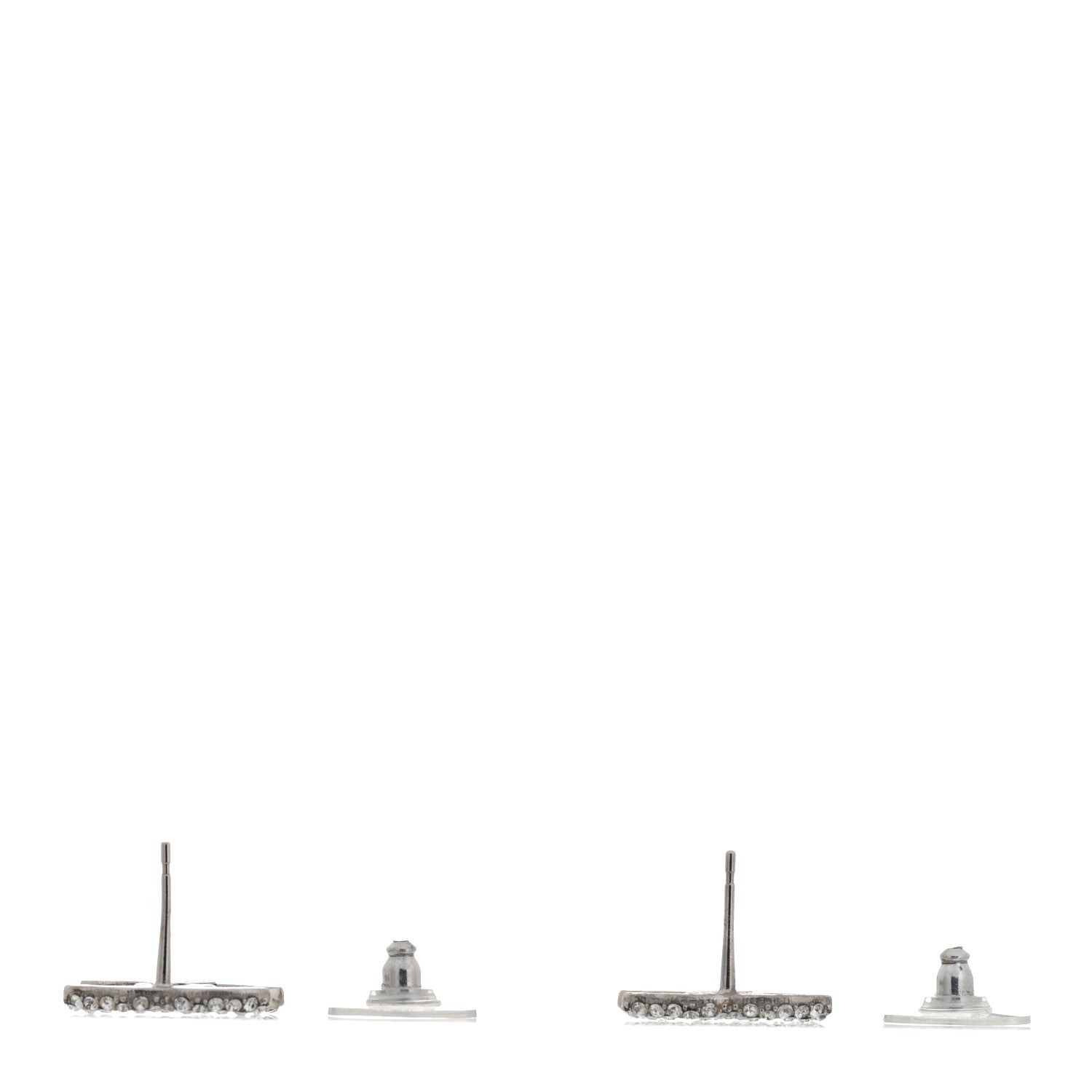 Chanel Crystal CC Earrings Silver 2 of 4