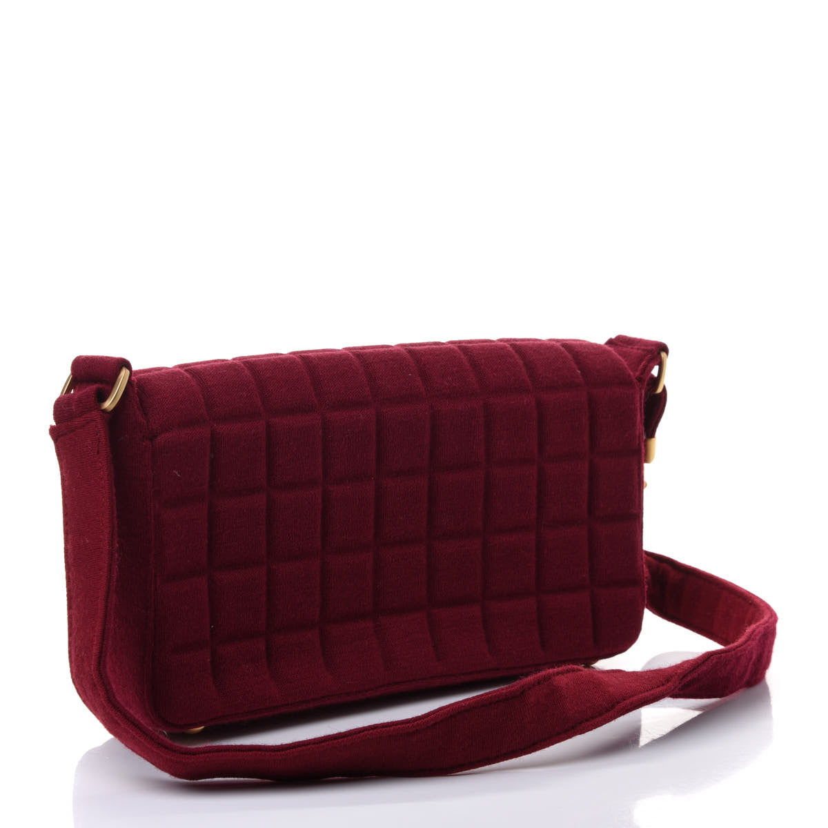 Jersey Quilted CC Chocolate Bar Flap Burgundy