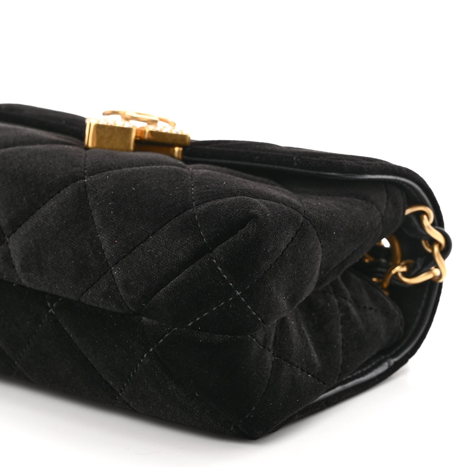 Chanel Velvet Strass Diamond Lock Flap Black 10 of 10