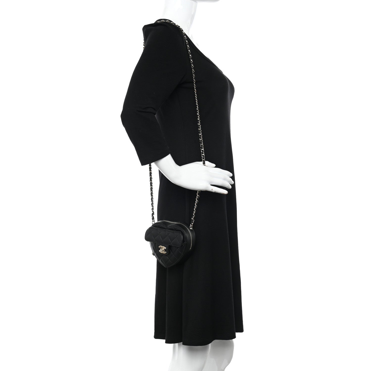 Chanel Lambskin Quilted CC In Love Heart Clutch With Chain Black 2 of 12