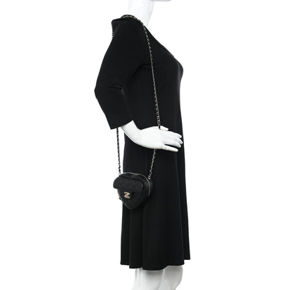 Chanel Lambskin Quilted CC In Love Heart Clutch With Chain Black 2 of 12