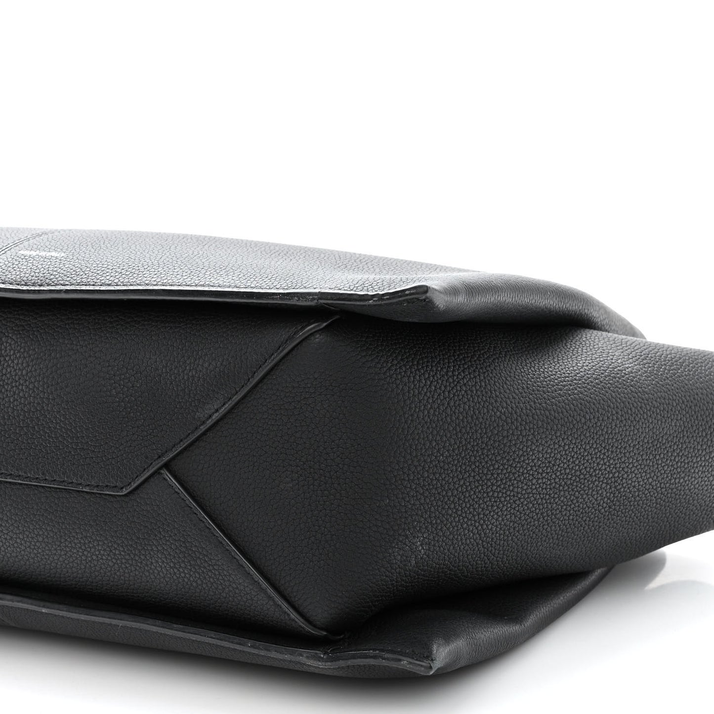 Baby Grained Calfskin Medium Tri-Fold Bag Black