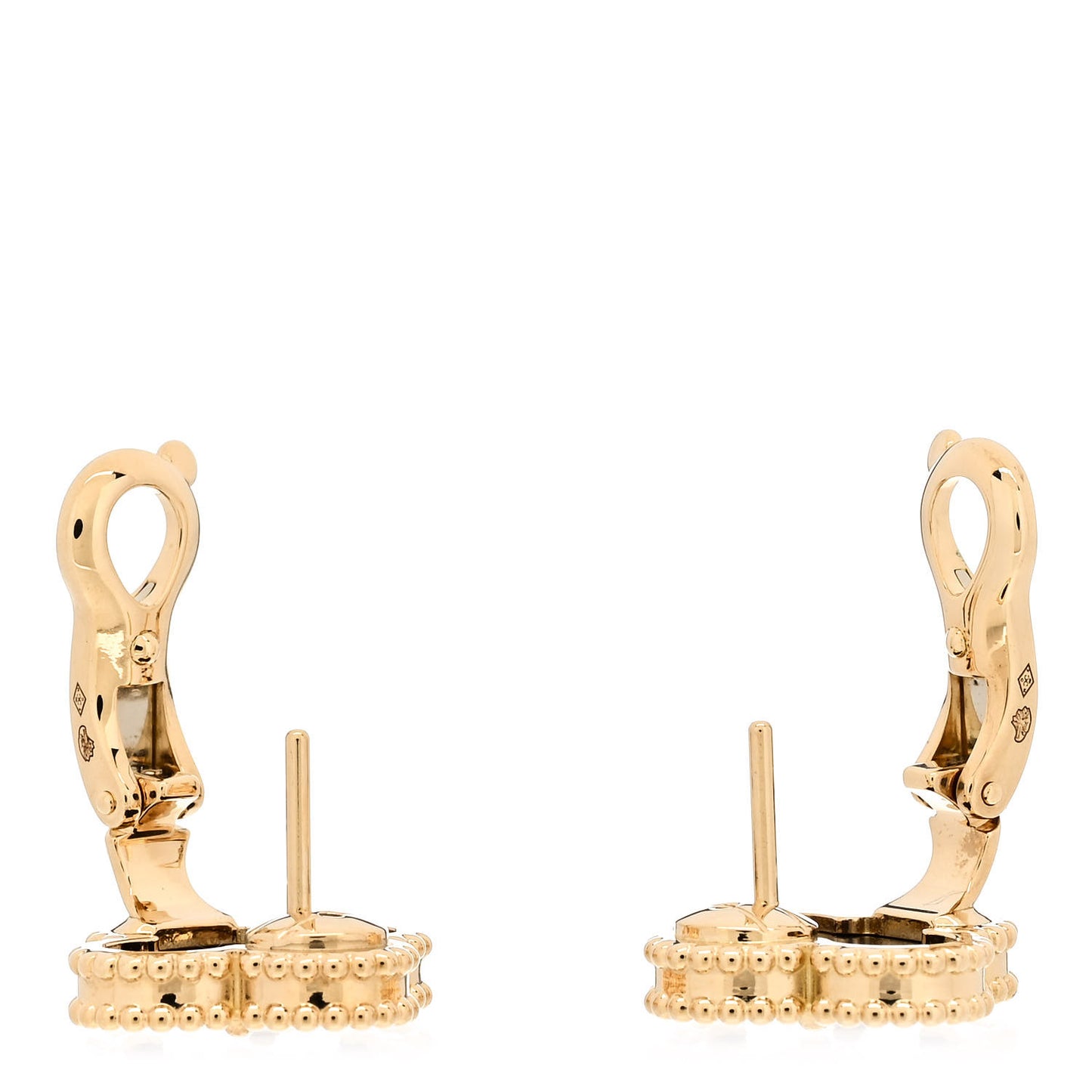 18K Yellow Gold Black Onyx Vintage Alhambra Earrings