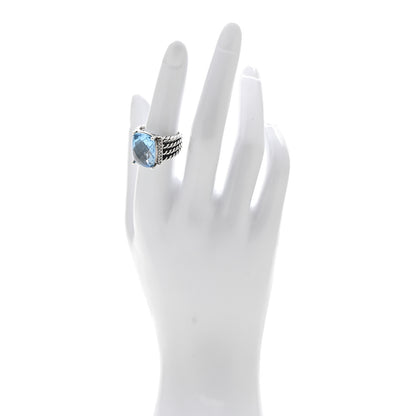 David Yurman Sterling Silver Diamond Blue Topaz 16mm Wheaton Ring 53 6.5 2 of 4