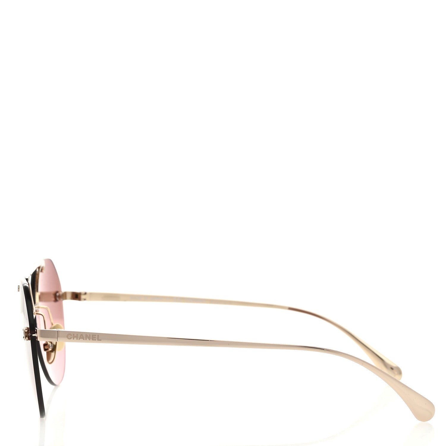 Chanel Titanium Polarized Rimless Square Sunglasses 4271-T Gold Violet 3 of 7