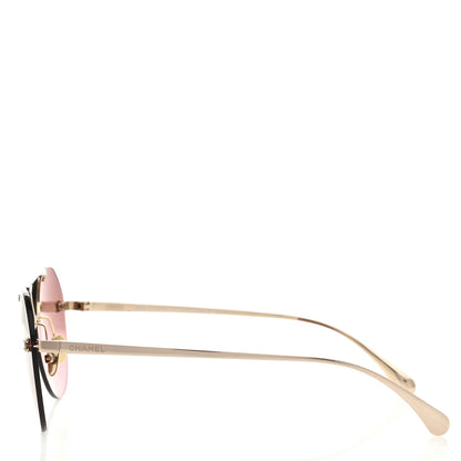Chanel Titanium Polarized Rimless Square Sunglasses 4271-T Gold Violet 3 of 7