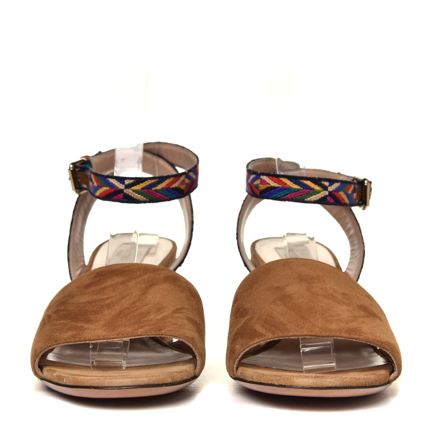 Valentino Garavani Suede Native Embroidered Strap Sandals 40 Beige 8 of 12
