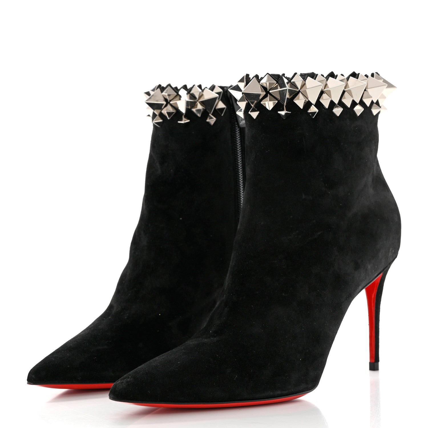 Christian Louboutin Veau Velours Firmamma 100 Booties 37 Black Silver 3 of 8