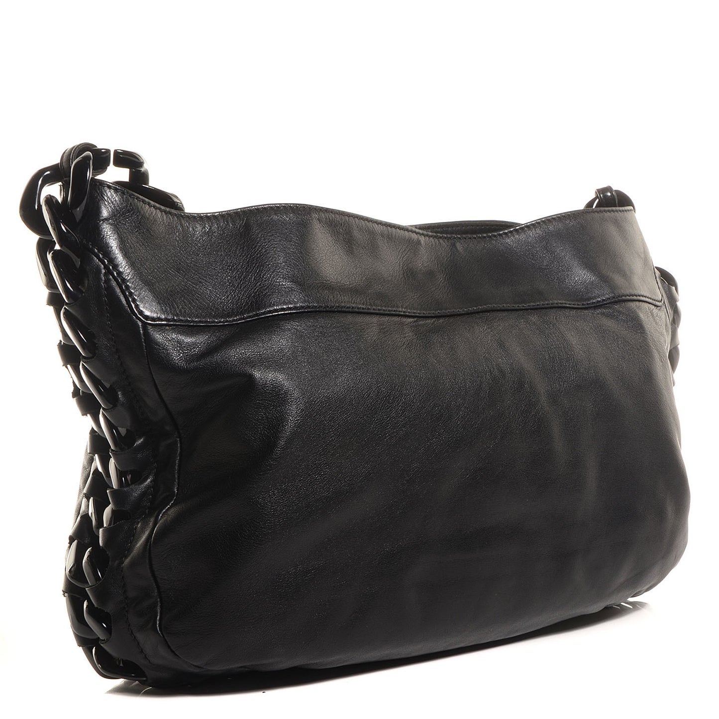 Calfskin Modern Chain Rhodoid Hobo Black
