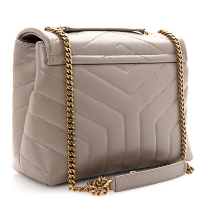 Saint Laurent Calfskin Y Quilted Monogram Small Loulou Chain Satchel Taupe 3 of 9