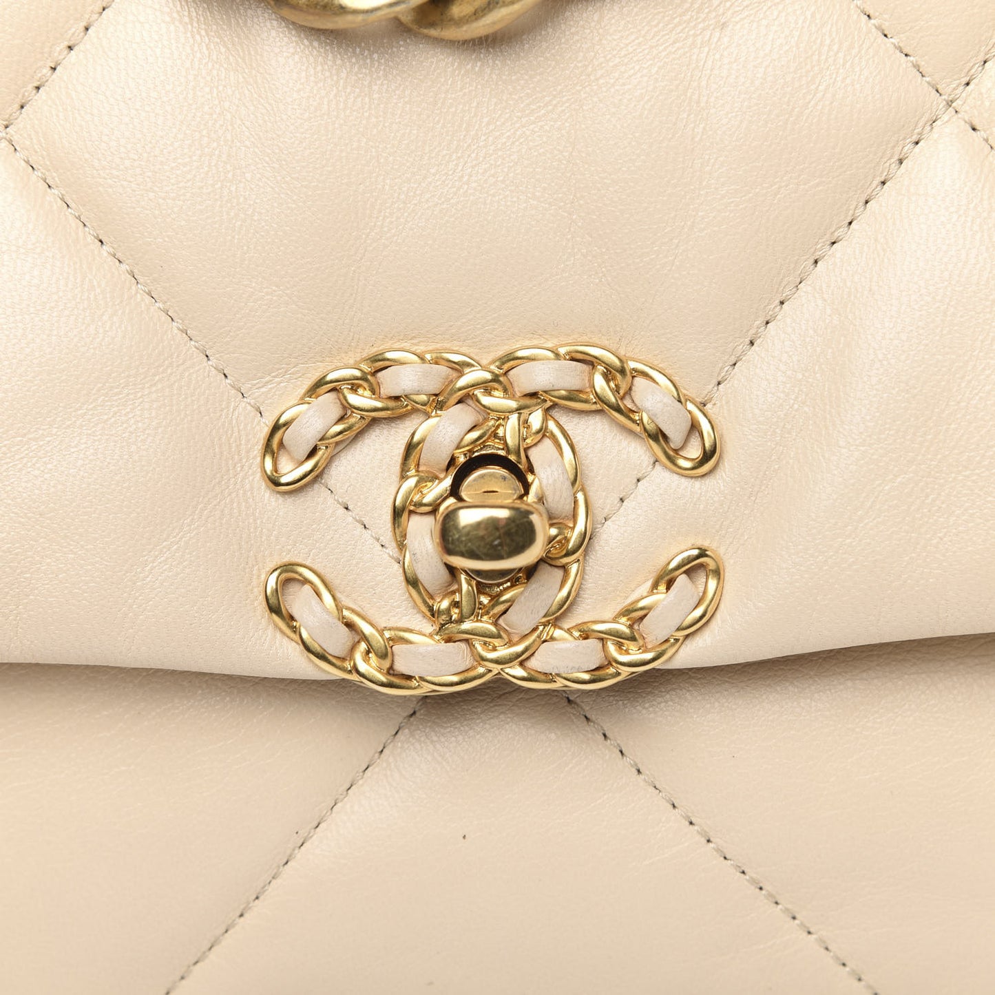 Goatskin Quilted Medium 19 Flap Beige