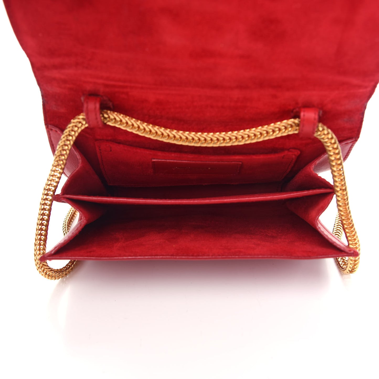 Calfskin Classic Y Ligne Chain Wallet Red