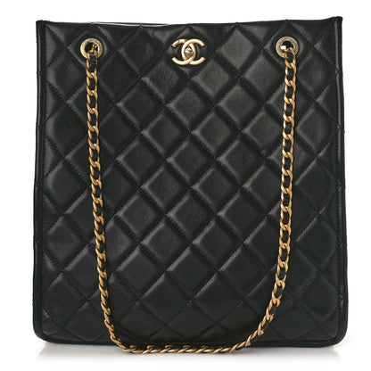 Chanel Caviar Quilted Sweet Vertical Shopping Tote Black 1 of 9