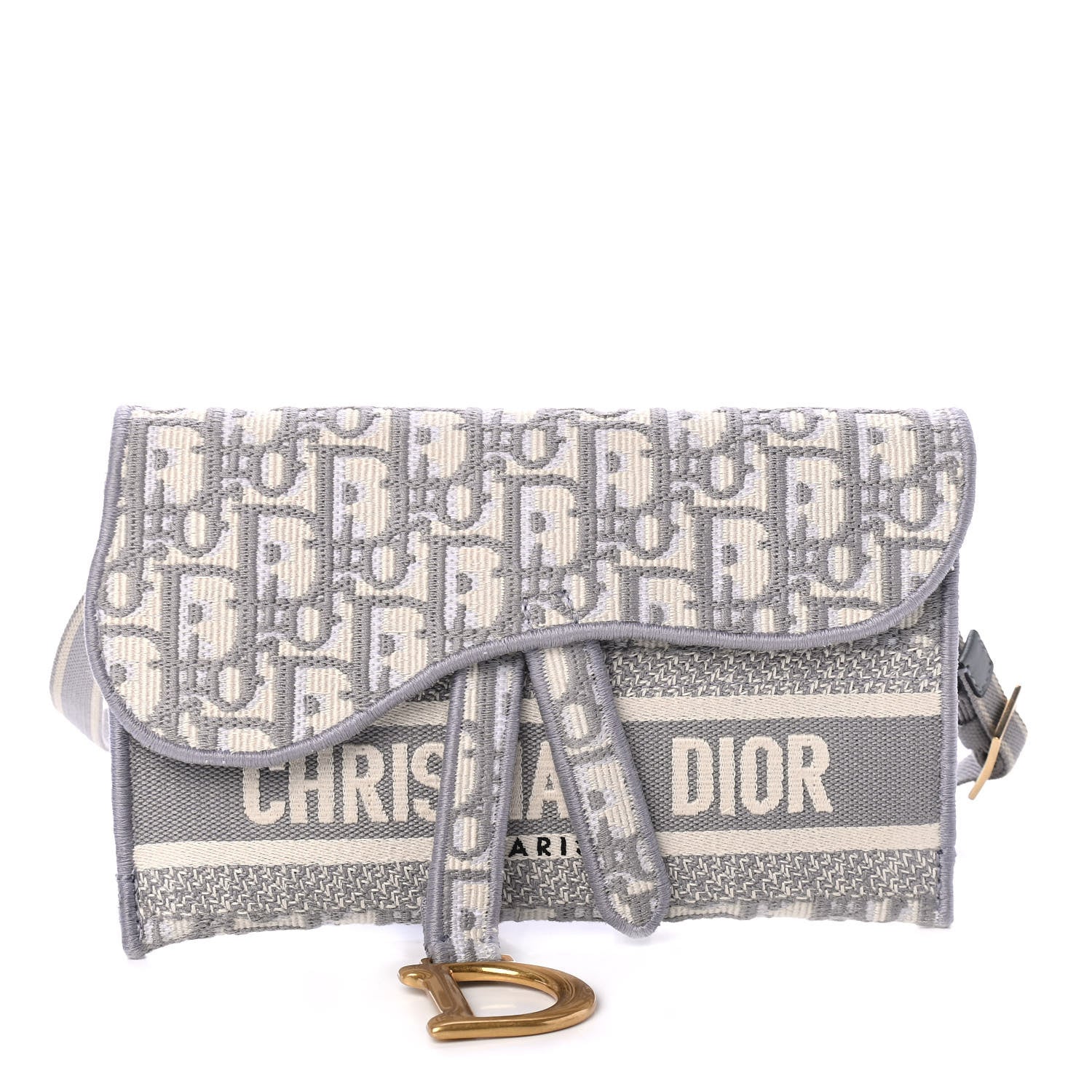 Christian Dior Oblique Slim Saddle Pouch Grey 1 of 4