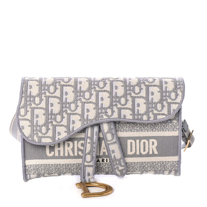 Christian Dior Oblique Slim Saddle Pouch Grey 1 of 4