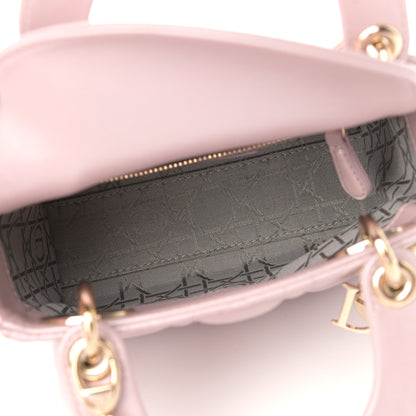 Christian Dior Metallic Lambskin Cannage Mini Lady Dior Lotus 5 of 14