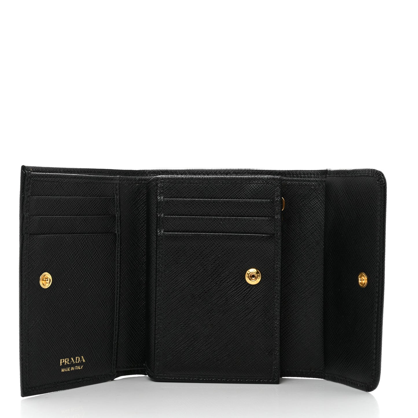 Saffiano Metal Tri-Fold Wallet Black