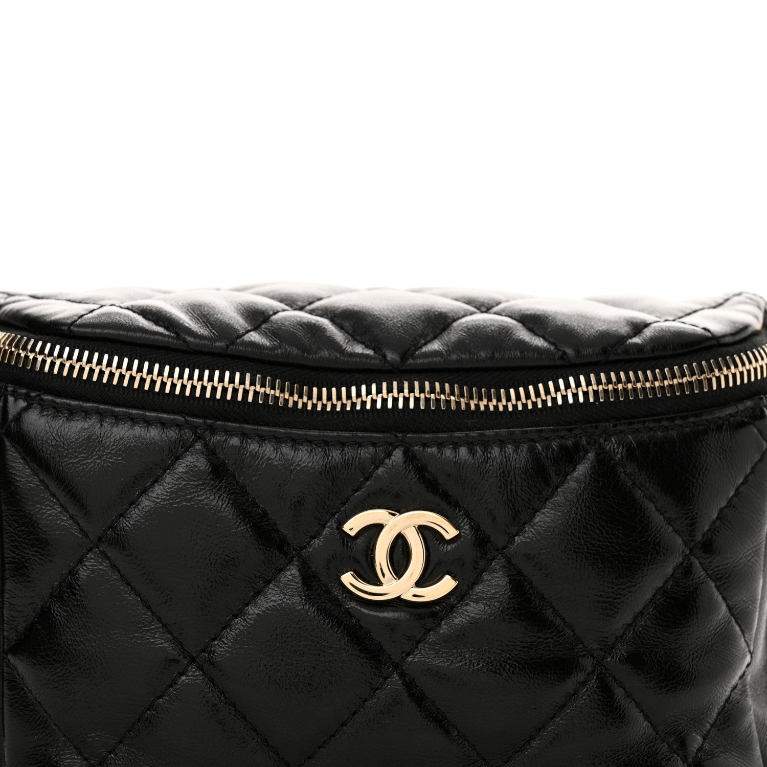 Chanel Shiny Aged Calfskin Quilted Utility Waist Belt Bag Black 8 of 11