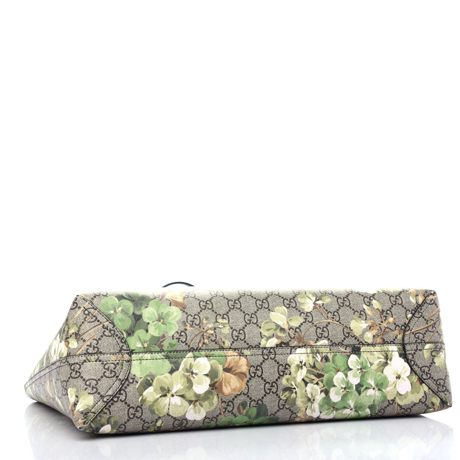 Gucci GG Supreme Monogram Blooms Medium Reversible Tote Beige New Military Black 5 of 11