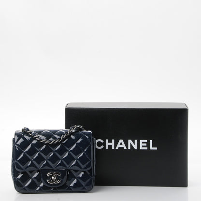 Chanel Patent Quilted Mini Square Flap Navy Blue 8 of 8