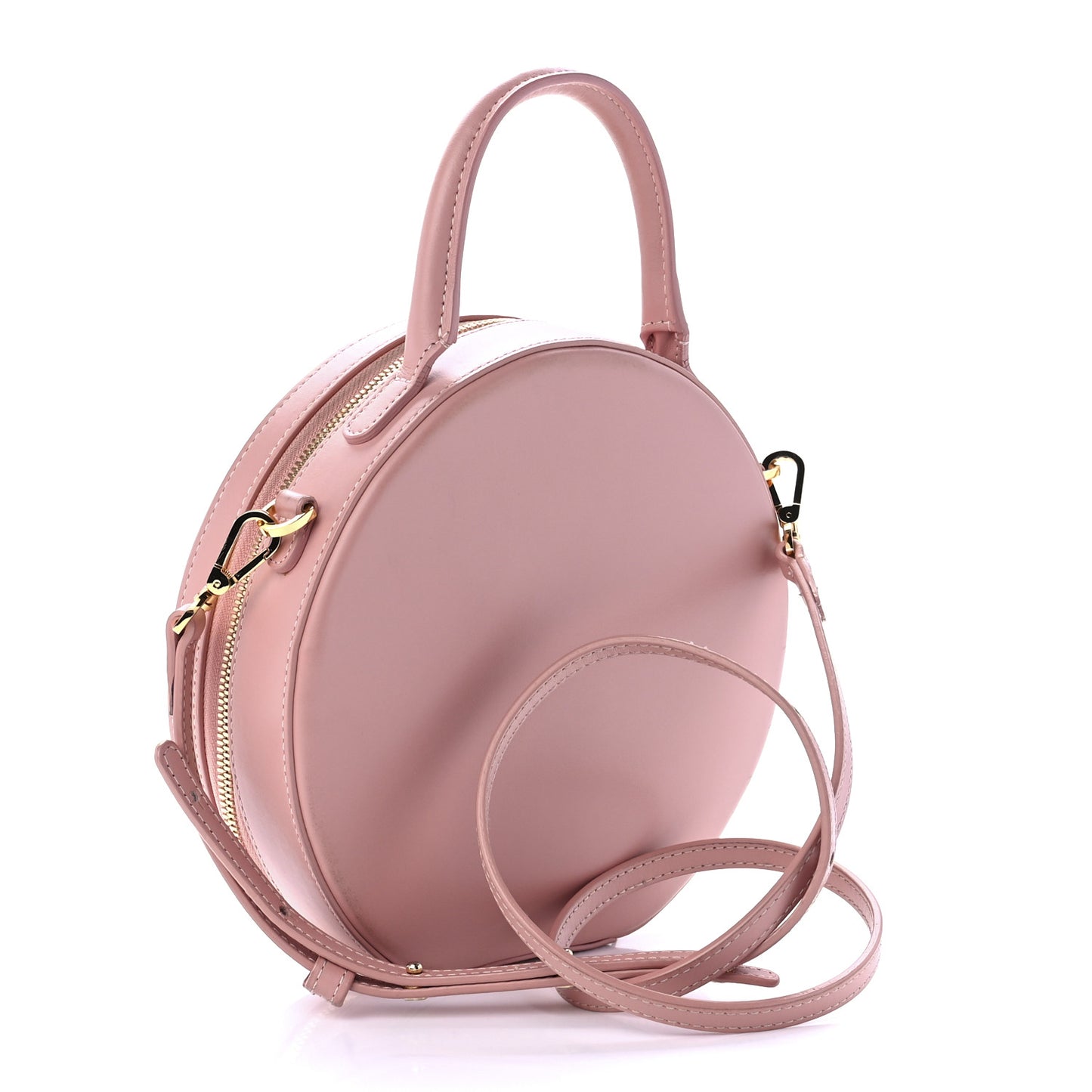 Calfskin Circle Crossbody Bag Light Pink
