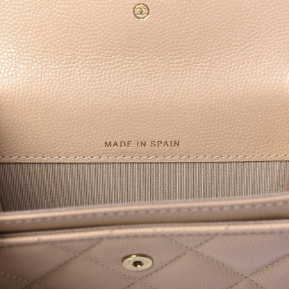 Chanel Caviar Pearl Quilted Coco Candy Flap Card Holder Beige 8 of 12