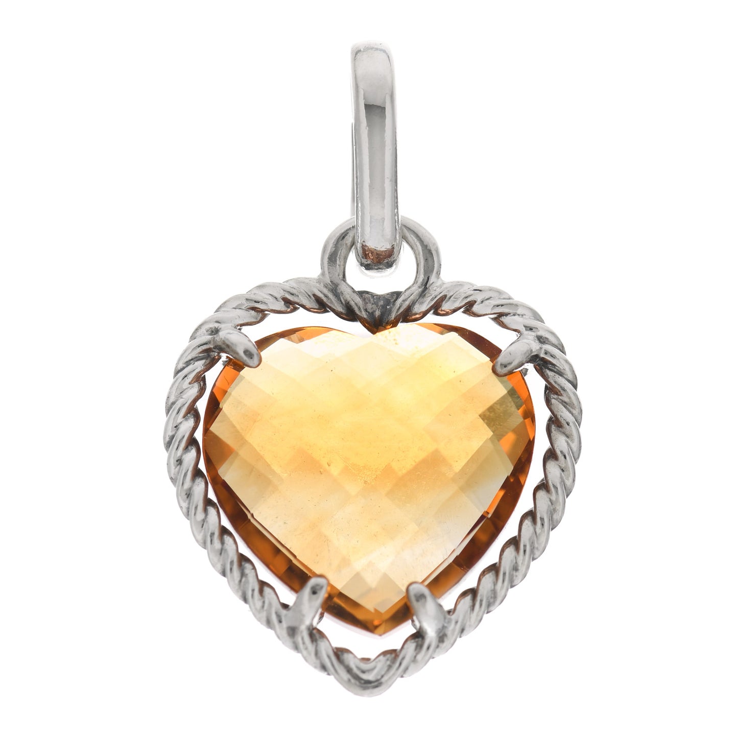Sterling Silver Citrine Heart Charm Pendant