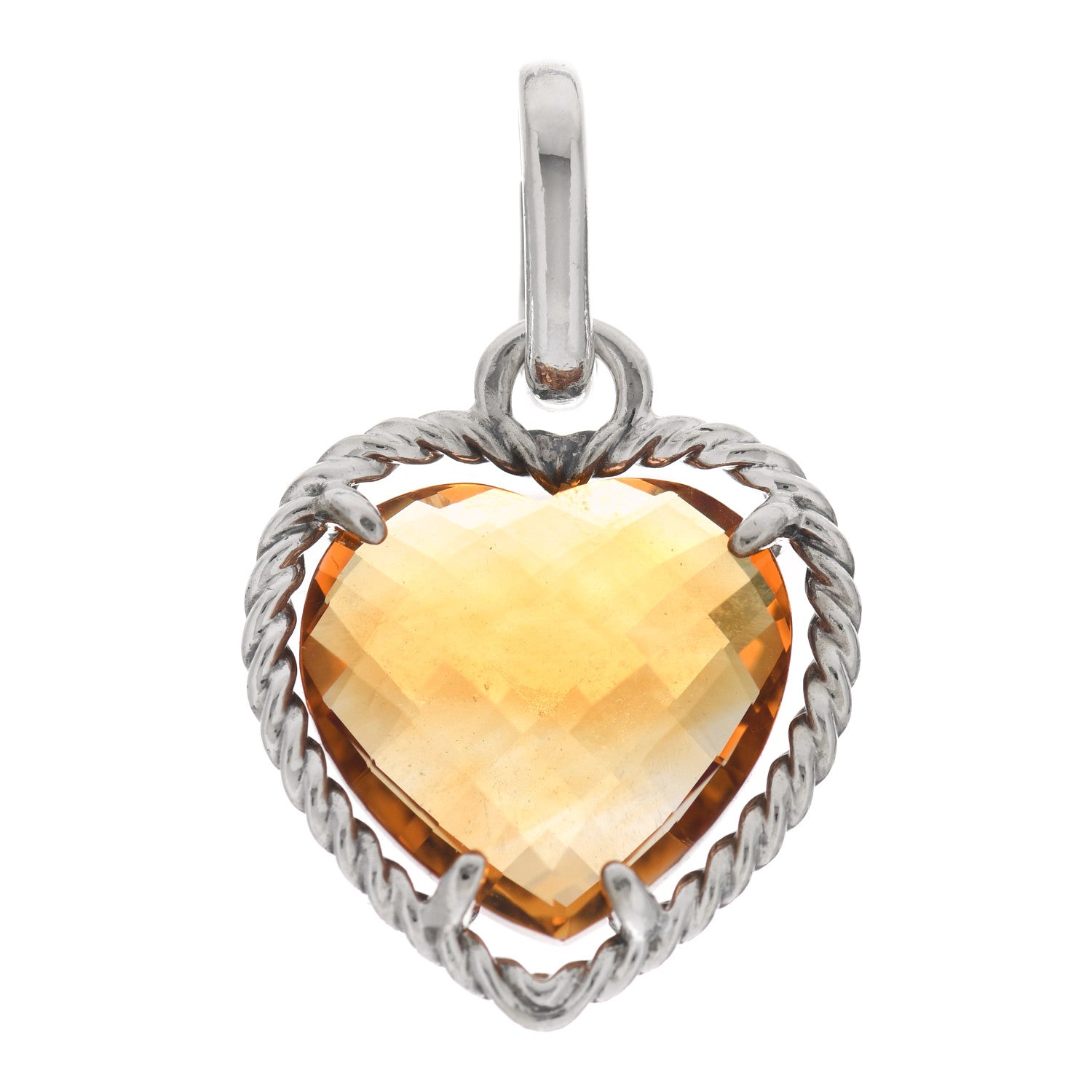 David Yurman Sterling Silver Citrine Heart Charm Pendant 1 of 3