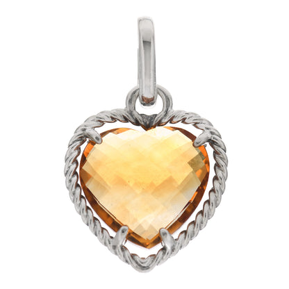 David Yurman Sterling Silver Citrine Heart Charm Pendant 1 of 3