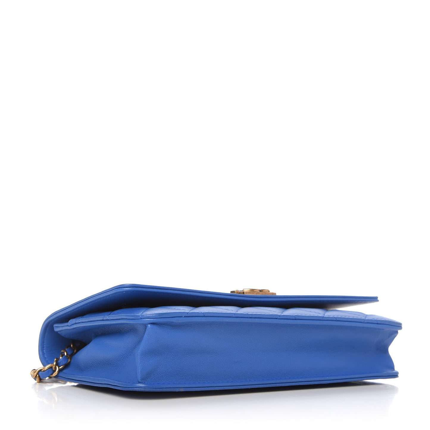 Lambskin Quilted Boy Wallet On Chain WOC Blue
